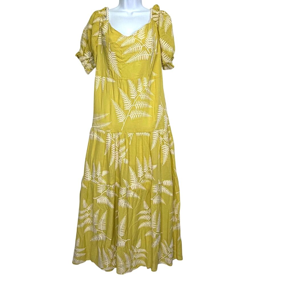 Talita Kume Printed Midi Dress Women 44 Short Sleeve Tropical Tiered